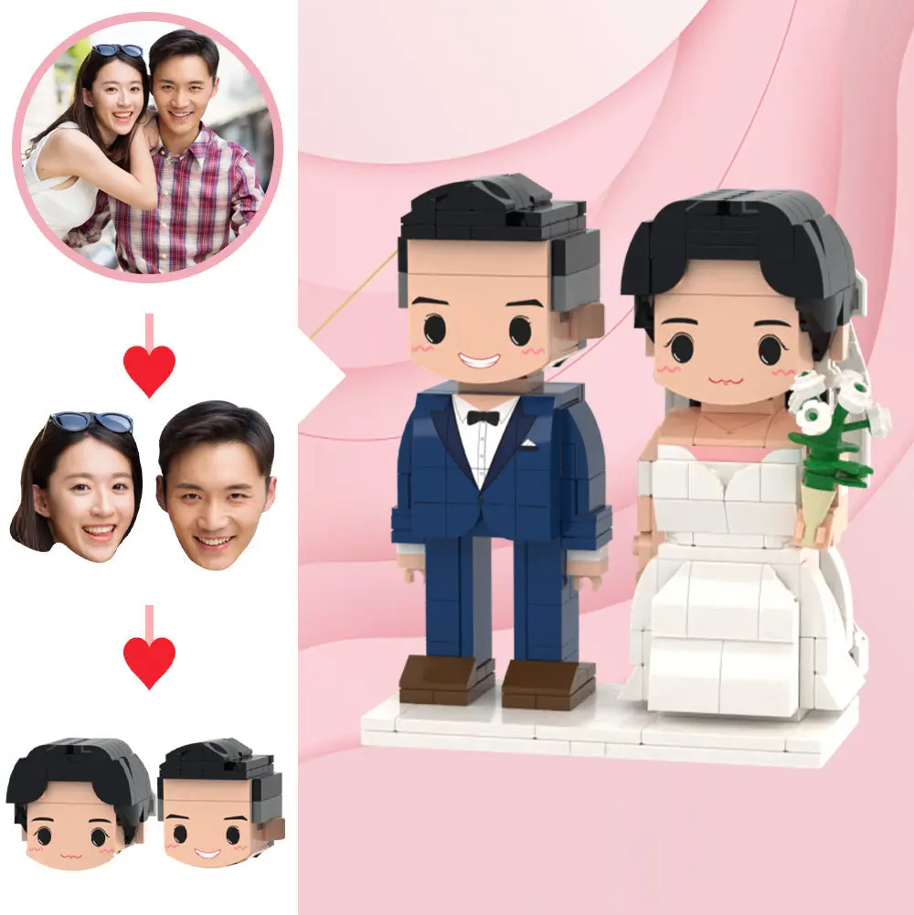 Personalised brick wedding couple figures from photo