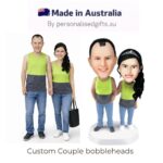 Couple Wearing Tank Tops Custom Bobblehead with Engraved Text,