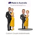 Custom Valentine’s Day Bobblehead in Black Suit and Yellow Dress