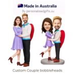Loving Heart Couple Custom Bobbleheads with Engraved Text