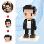 Male Wedding Figurines in Black Dress - Personalized Gifts For All Occasions Gift Supplier Custom brick-style wedding figurine of bride in black dress with personalized features