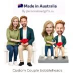 Sitting Couple with Love Valentine’s Day Gift Custom Bobblehead with Engraved Text