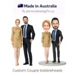 Valentine’s Gift Business Couple Custom Bobblehead with Engraved Text – Personalized Professional Couple Figurine