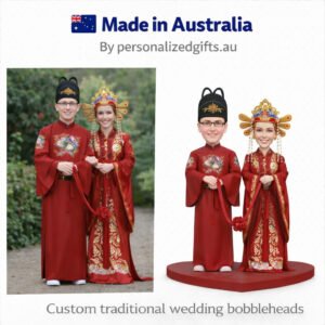 Wedding Caketopper Bobblehead for Couples in Wedding Clothes