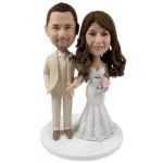 Wedding Caketopper Bobblehead with Creamy White Suit