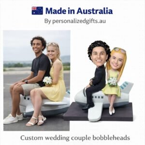 Wedding Caketopper Couple Bobblehead on Airplane