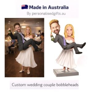 Wedding Caketopper Lady Holding Man with Champagne