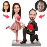 Wedding Caketopper Proposal Custom Bobblehead with Engraved Text
