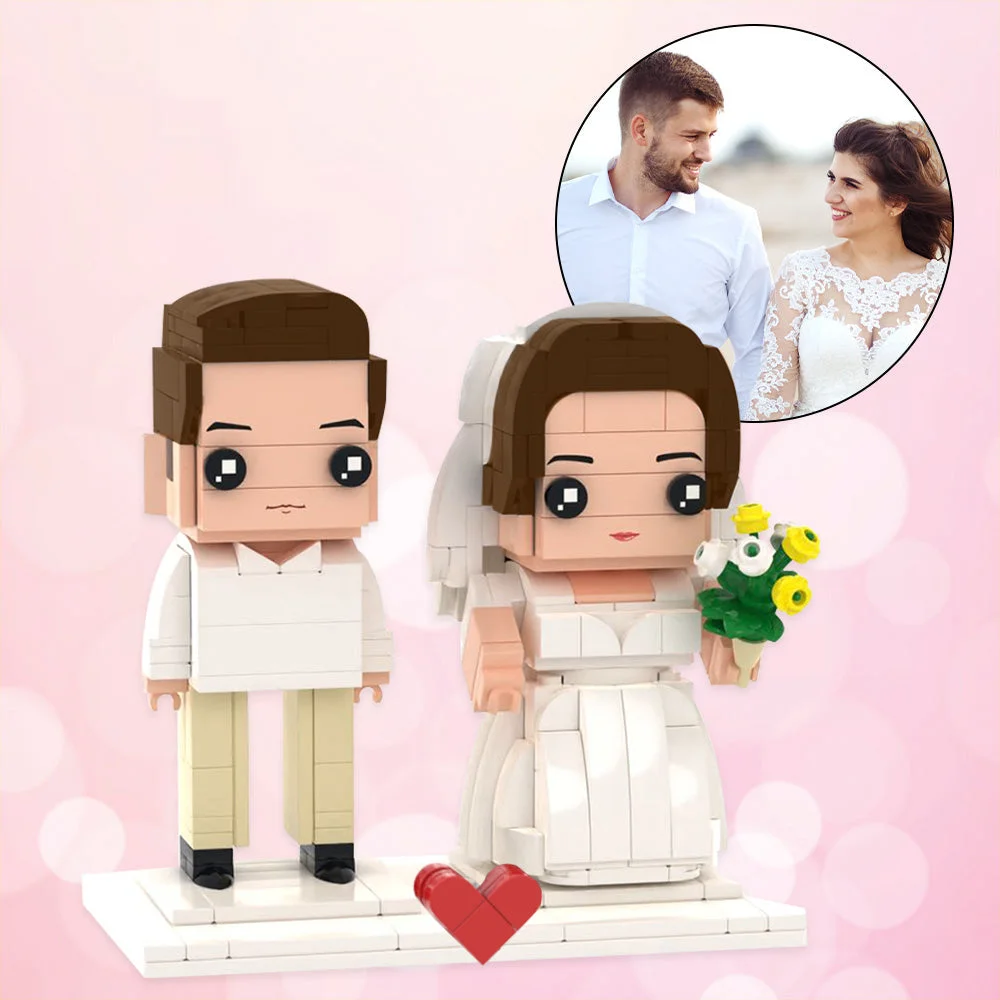 Wedding Figurines Full Body Custom - Personalized Gifts For All Occasions Gift Supplier Full body wedding figurines in brick style with custom outfits and facial details for bride and groom