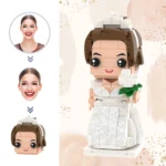 Wedding Figurines in Dress with Flower Bouquet - Personalized Gifts For All Occasions Gift Supplier Brick-style wedding figurine of a bride in gown holding a bouquet of flowers with custom details