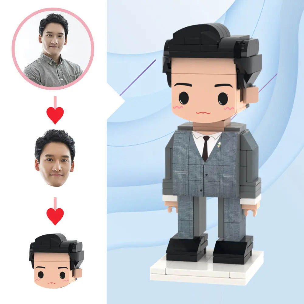 Personalised brick figure created from customer photo
