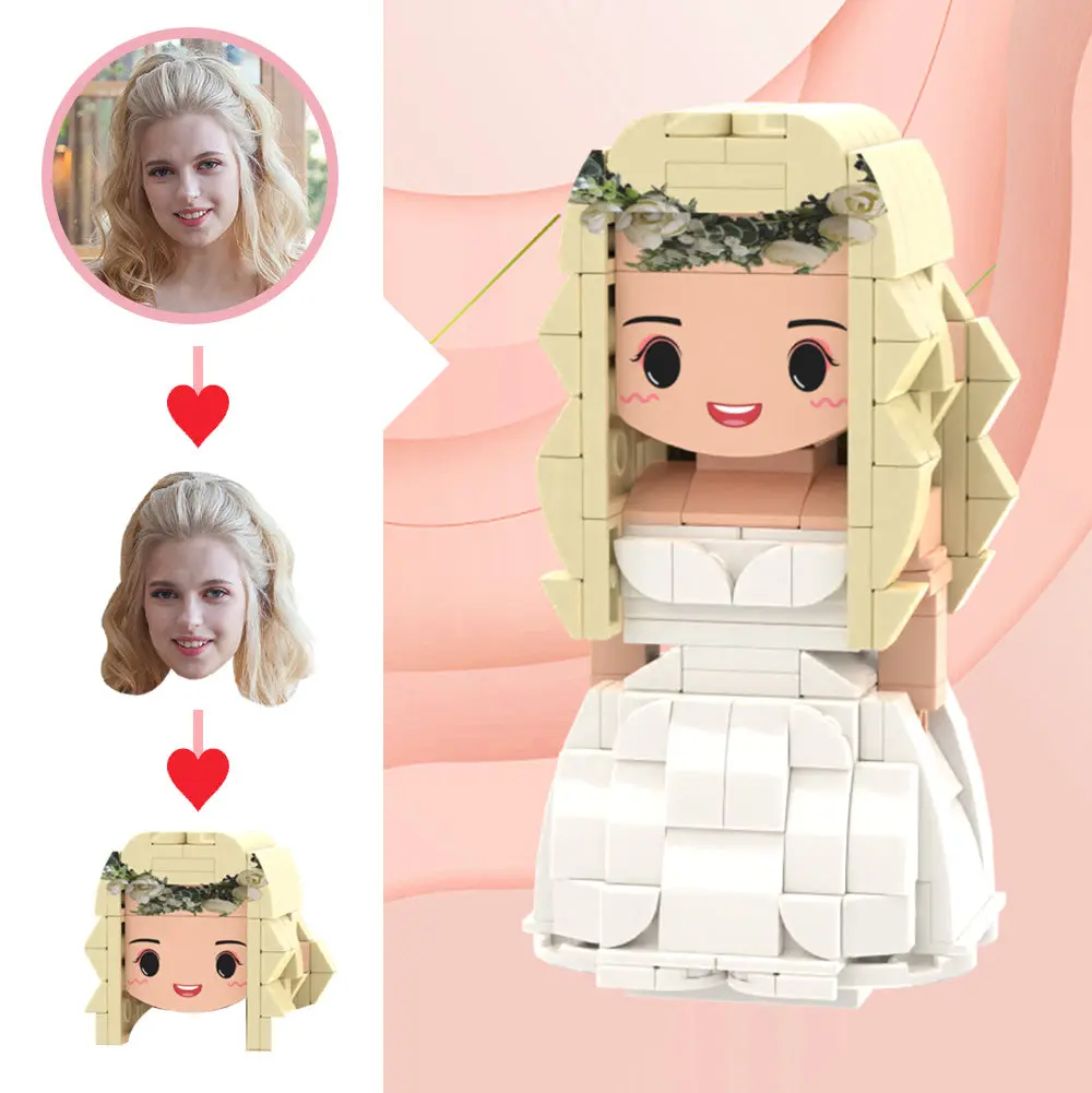 Unique personalised block figure gift for her