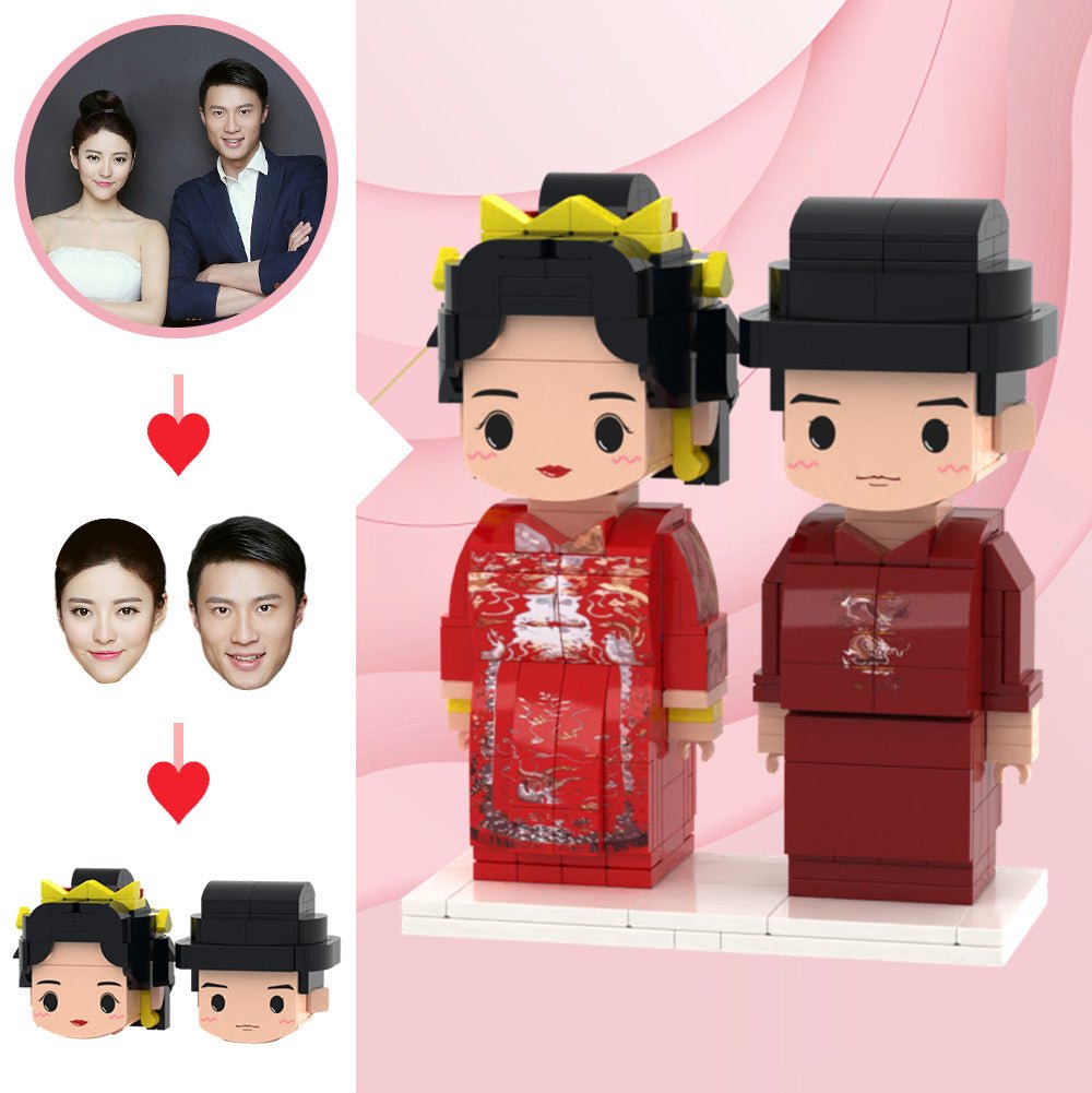 Custom wedding brick figures with couple faces