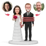 Personalized bride and groom bobblehead figurines with custom faces