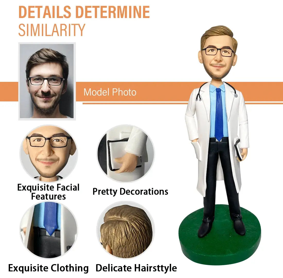 Infographic showing how details determine similarity to a model photo, highlighting facial features, clothing, decorations, and hairstyle.