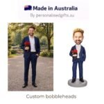 Cool Man Holding Bouquet of Roses Custom Bobblehead