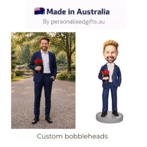 Cool Man Holding Bouquet of Roses Custom Bobblehead