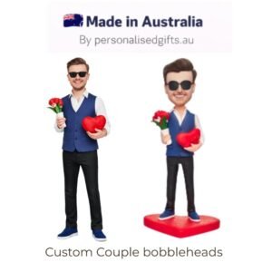 Man Holding Bouquet of Roses and Heart Custom Bobblehead