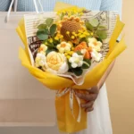 Knitted sunflower bouquet for wedding bouquets and corsages