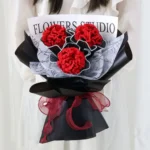 Handmade crochet carnation bouquet with soft yarn flowers for wedding bouquets and corsages