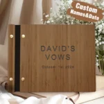 Wedding guest book personalized engraved wooden rustic