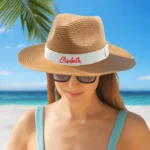 Bridesmaid hat gift personalized straw fedora white band