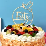 Wedding caketopper personalized dove wooden