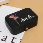 Wedding ring holders leather travel jewelry box