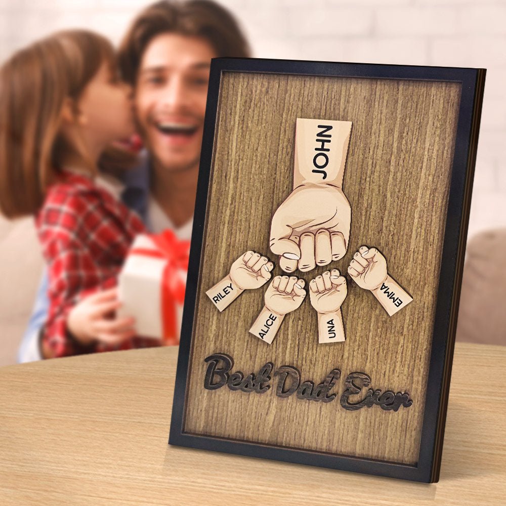 Father's Day Fist Bump Wooden Plaque - Personalized Gifts For All Occasions Gift Supplier Father's Day Fist Bump Wooden Plaque
