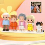 Custom Family Brick Figures with One Cat | Full-Body Set