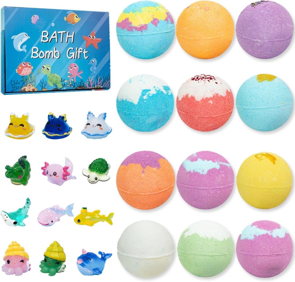 Kids Bath Bombs with Surprise Toys – Ocean Animal Gift Set for Fun Bubble Bath Time