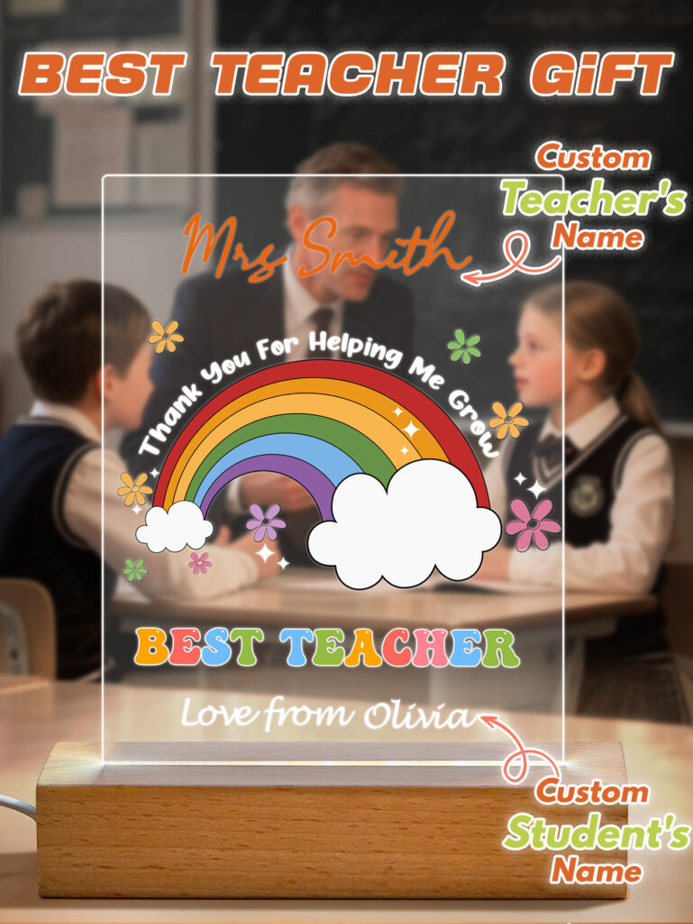 Custom Name Rainbow Night Light Australia | Back-to-School Teacher Gift