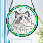 Custom Pet Portrait Suncatcher Australia | Stained Glass Dog Memorial Gift
