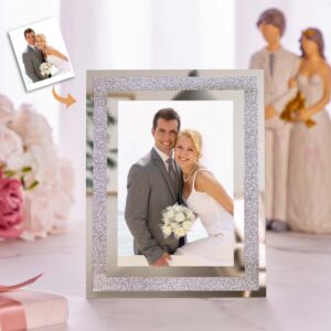 Custom Crystal Photo Frame Australia | Glass Mirror Photo Holder Gift for Her