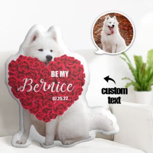 Custom Pet Photo Pillow Australia | Red Rose Heart Valentine’s Gift