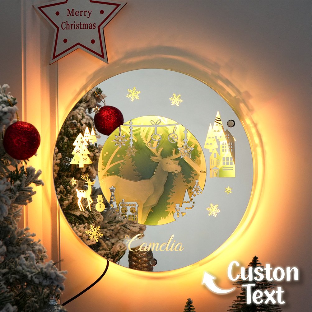 Custom Name Mirror Lights Australia | Personalised Christmas Room Decor Gift