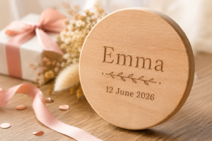 engraved-birthday-keepsake-australia - Personalized Gifts For All Occasions Gift Supplier Close-up of an engraved birthday keepsake personalised with a name and date