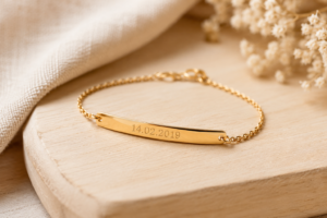 engraved-bracelet-with-meaningful-date - Personalized Gifts For All Occasions Gift Supplier A close-up of an engraved bracelet personalised with a meaningful date