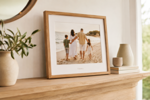 framed-personalised-photo-keepsake-home-mantel - Personalized Gifts For All Occasions Gift Supplier A framed personalised photo keepsake displayed on a mantel at home