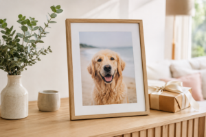 personalised-baby-shower-keepsake-gift-wrapped - Personalized Gifts For All Occasions Gift Supplier A custom photo print featuring a dog, a favourite gift for dog lovers