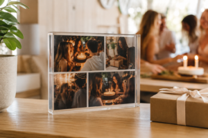 A personalised photo keepsake celebrating a 21st birthday with friends
