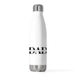 White bottle with a silver cap and bold black letters reading 'DAD' wrapped around the middle of the label.