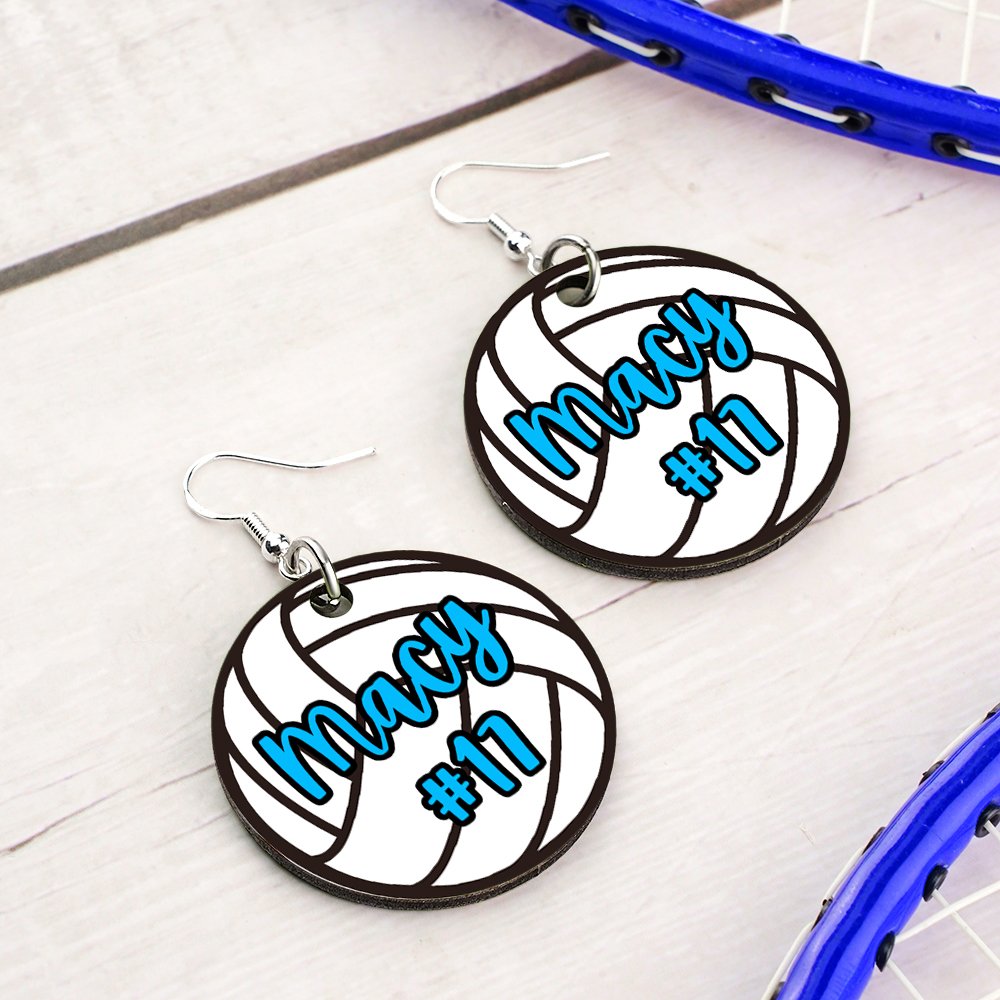 Personalised Volleyball Earrings Australia | Name Number Gift