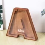 Personalized wooden alphabet A piggy bank with custom name Allen