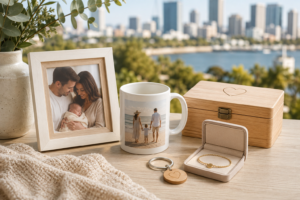 Personalised jewellery, photo gifts, mug and engraved keepsake box arranged for delivery across Perth and Western Australia.